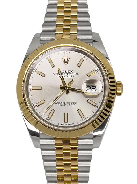 rolex datejust 41 gold silber|Rolex Datejust 41mm pre owned.